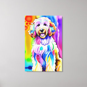 Toile Croquis coloré Happy Goldendoodle Chien