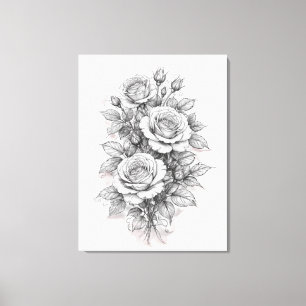 Toile Croquis de bouquet de roses romantiques délicates