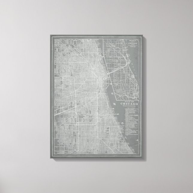 Toile Croquis de Chicago City Map (Recto)