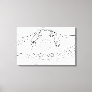 Toile Croquis de hélice d'avion noir et blanc