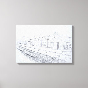 Toile Croquis de la gare de Todmorden, style vintage