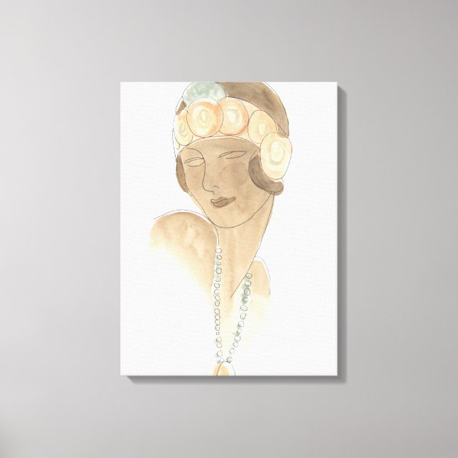 Toile Croquis de mode Flapper - Femme avec pièce à cheve (Recto)