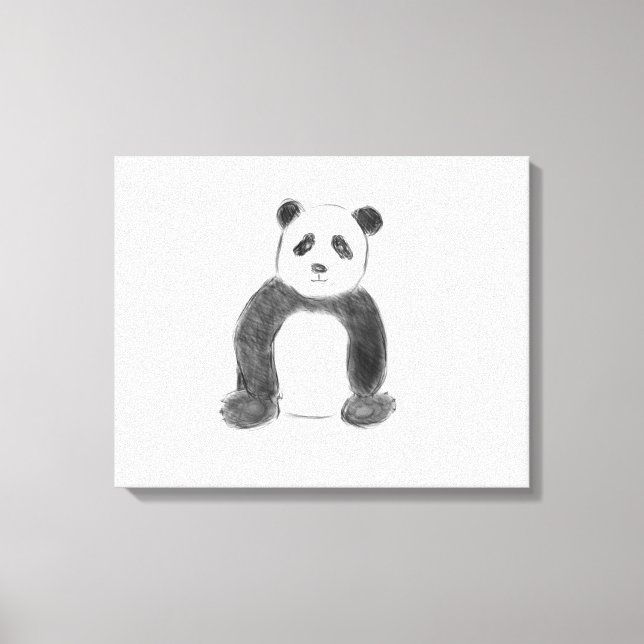 Toile Croquis de panda en noir et blanc (Recto)