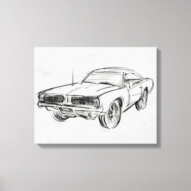 Toile Croquis de voiture classique IV (Recto)