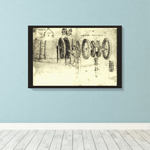 Toile Croquis d'ingénierie d'une roue de Léonard de Vinc