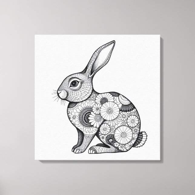Toile croquis du lapin de printemps (Recto)