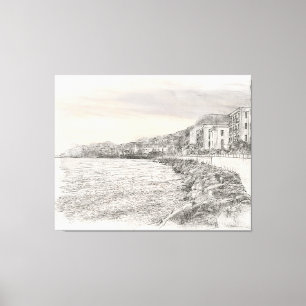Toile croquis du paysage urbain de Naples le long de la