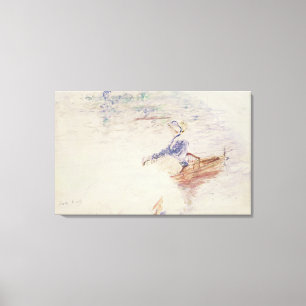 Toile Croquis d'une jeune femme dans un bateau, 1886 (av