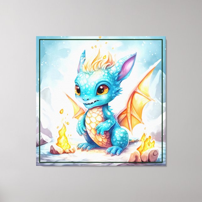 Toile Crystalized Cute Baby Dragon Bleu Bleu Bébé (Recto)