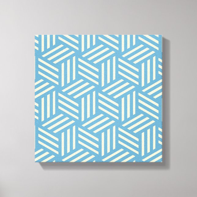Toile Cubes d'illusion optique Abstraite rétro Motif ble (Recto)