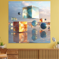 Cubes et sphères surréalistes flottants