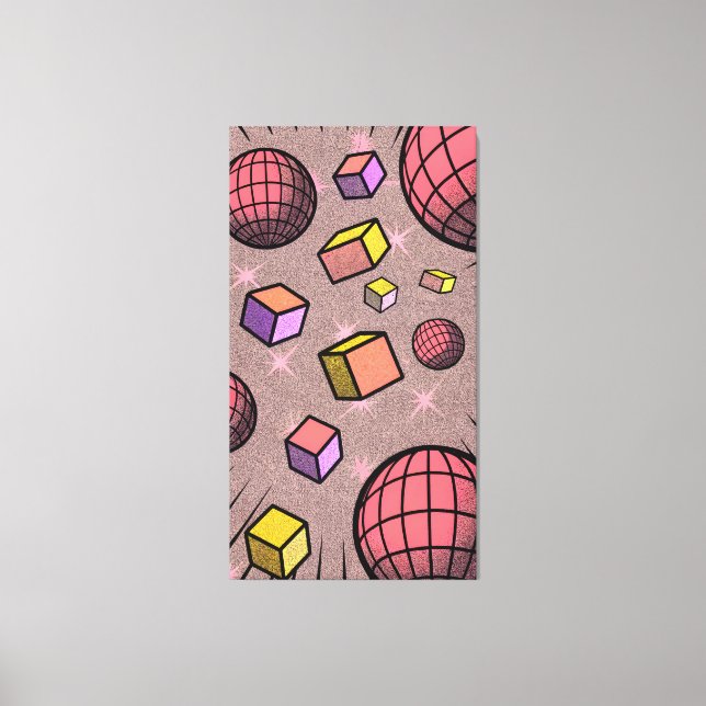 Toile cubes flottants abstraits amusants et vibrants (Recto)