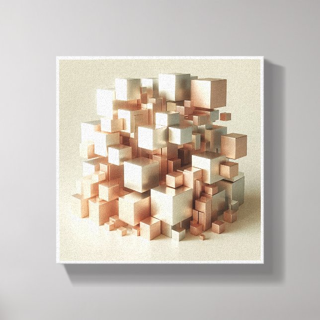 Toile Cubes métalliques géométriques modernes - Rose Gol (Recto)