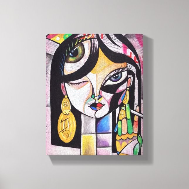 Toile Cubism Portrait Girl (Recto)