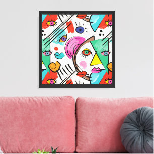 Toile Cubisme moderne Artsy Abstrait Femme Visages Art