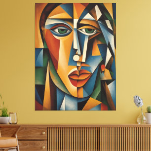 Toile Cubisme vibrant Portrait féminin Picasso Braque