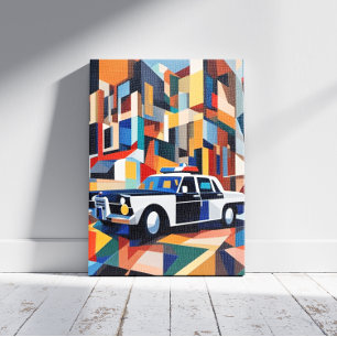 Toile Cubiste de voiture de police Imprimer