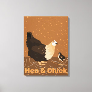 Toile Cuisine moderne Sandy-orange Hen & Chick