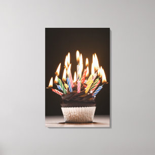 Toile Cupcake avec bougies d'anniversaire