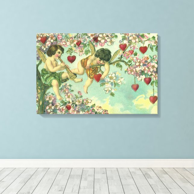 Toile Cupidons de la Saint-Valentin victorienne Arbre cœ (Insitu (Plancher de Bois))