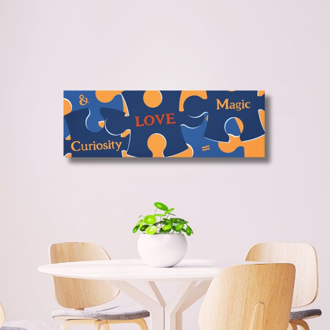 Toile Curiosité & AMOUR = Pièces de puzzle magique (Curiosity & LOVE = Magic Jigsaw Puzzle Pieces Canvas Print)