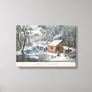Toile Currier et Ives impriment "une maison dans la