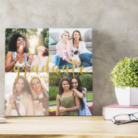 Custom 4 Photo Collage Gold Graduate Graduate