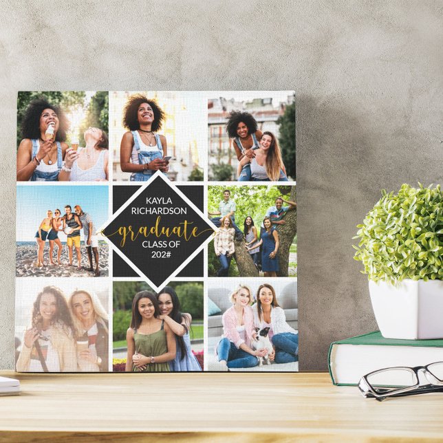 Toile Custom 8 Photo Collage Gold Graduate Graduate (Créateur téléchargé)