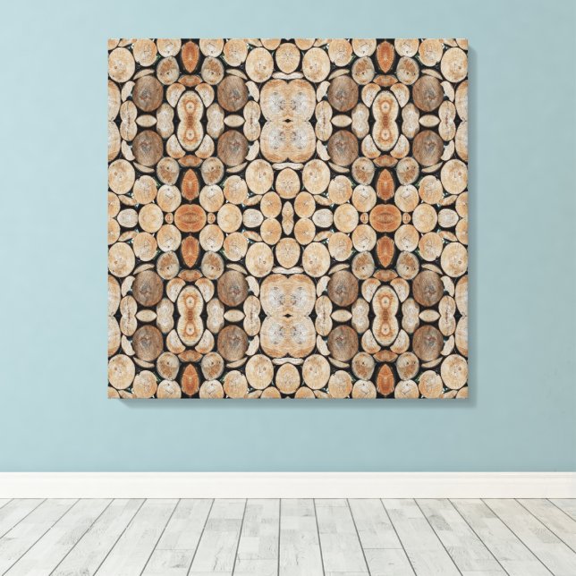 Toile Cut Tree Branch Logs Stacked Pattern Photograph (Insitu (Plancher de Bois))
