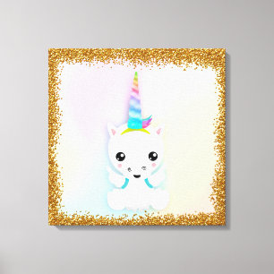Toile Cute Baby Unicorn avec ailes