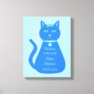 Toile Cute Blue Baby Boy Chat sur mesure Nursery
