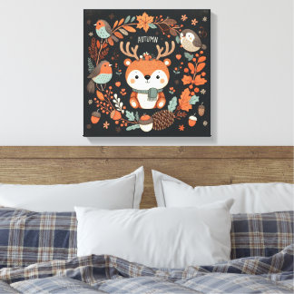 Toile Cute Boho Automne Cerf couronne Décale murale