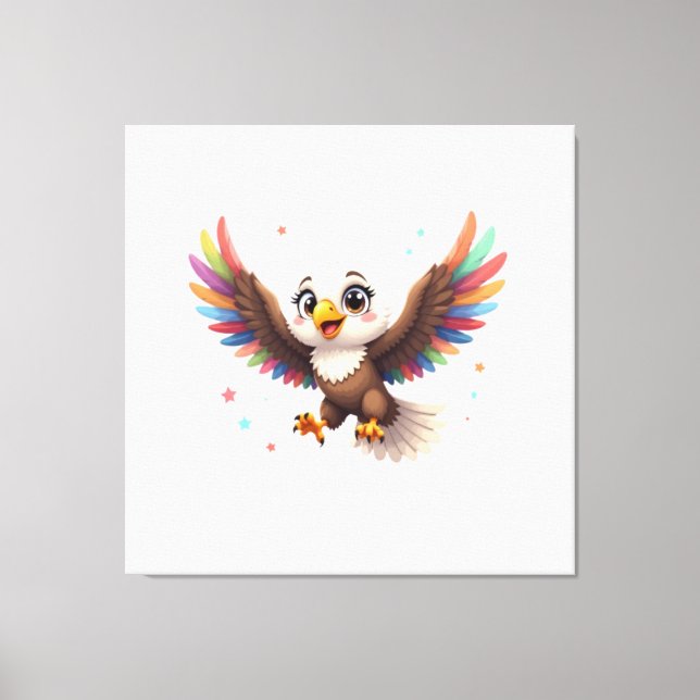 Toile Cute Cartoon Eagle Flying – Friendly Vector Art (Recto)