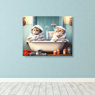 Toile Cute Cats Couple dans la baignoire Parfait pour la