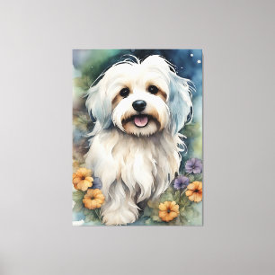Toile Cute chien Havanais en aquarelle