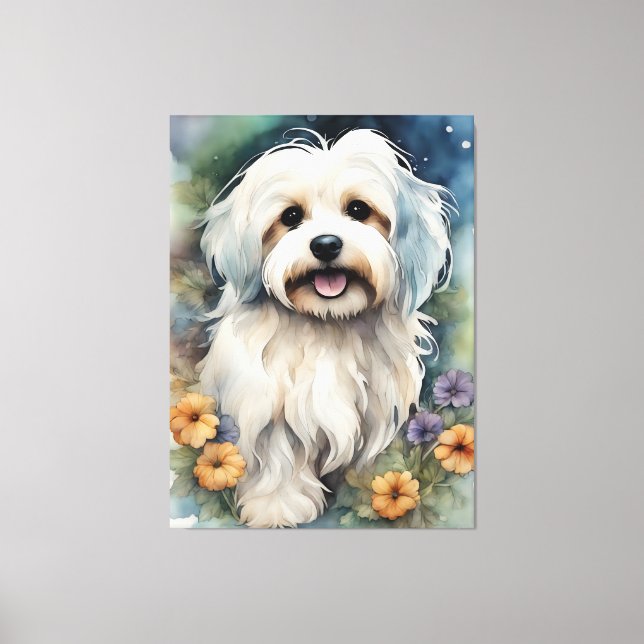 Toile Cute chien Havanais en aquarelle (Recto)