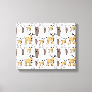 Toile Cute Deer Buck Bull Elk Main Dray Baby Nursery