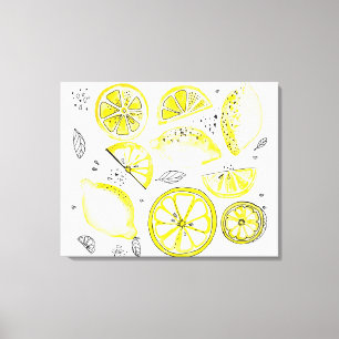 Toile Cute Fraîche Citrus Citron D'Été Doodle Jaune