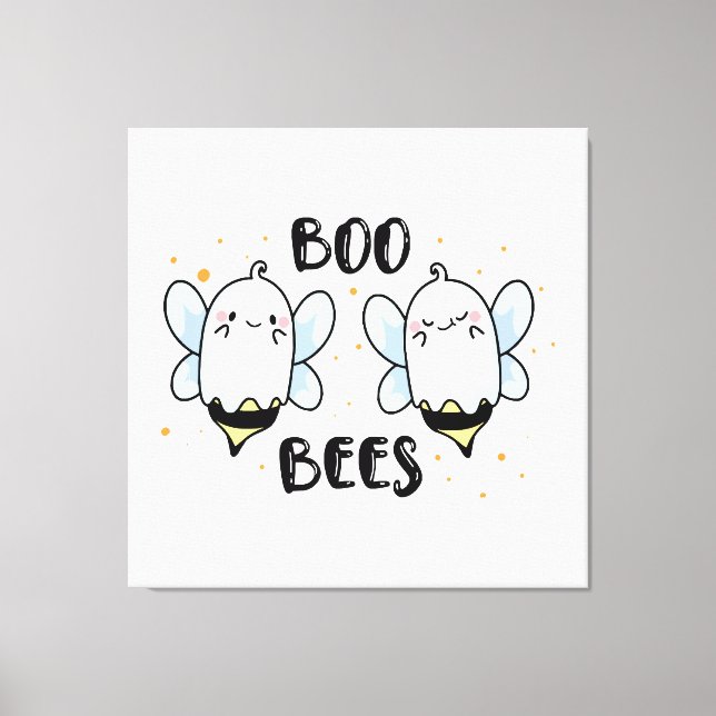 Toile Cute Ghost Boo Bees - Funny Halloween sur fond bla (Recto)