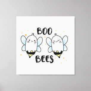 Toile Cute Ghost Boo Bees - Funny Halloween sur fond bla
