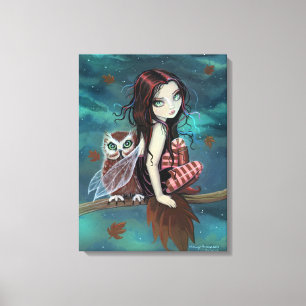Toile Cute Gothic Fairy and Owl Imaginaire Art