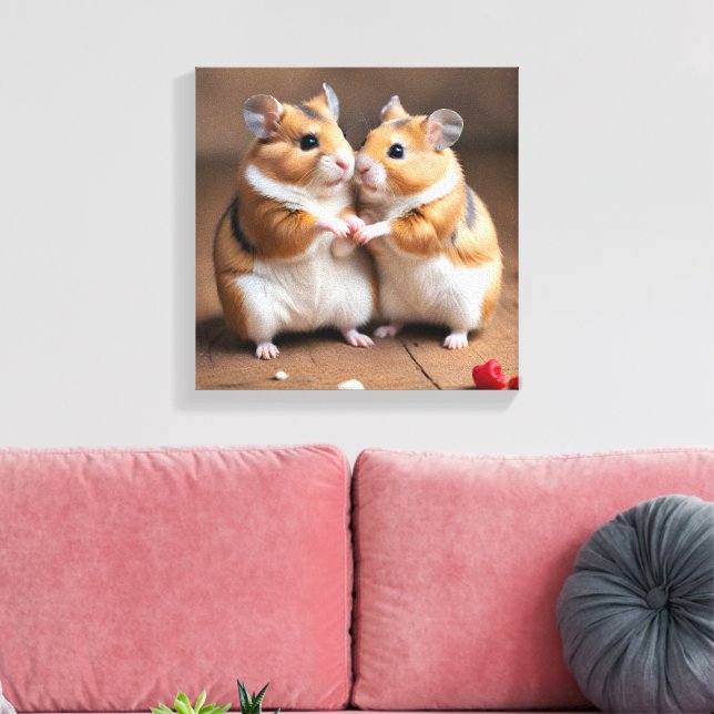 Toile Cute Hamster Couple Canvas Print (Insitu(Salon))