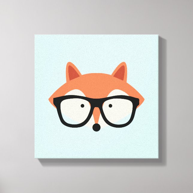 Toile Cute Hipster Red Fox (Recto)