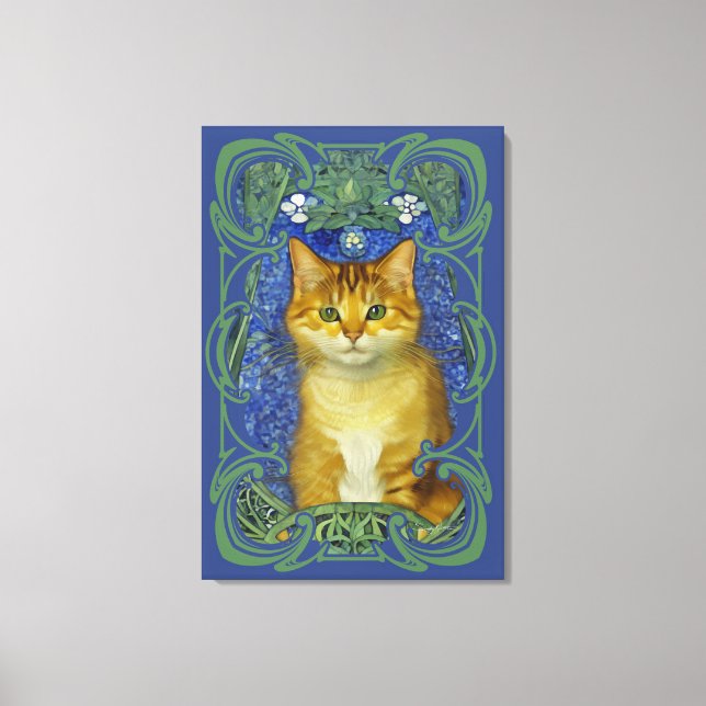 Toile Cute Kitten au style Art Nouveau Vintage (Recto)