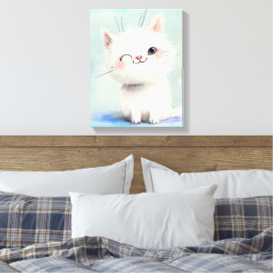 Toile Cute Kitten blanc