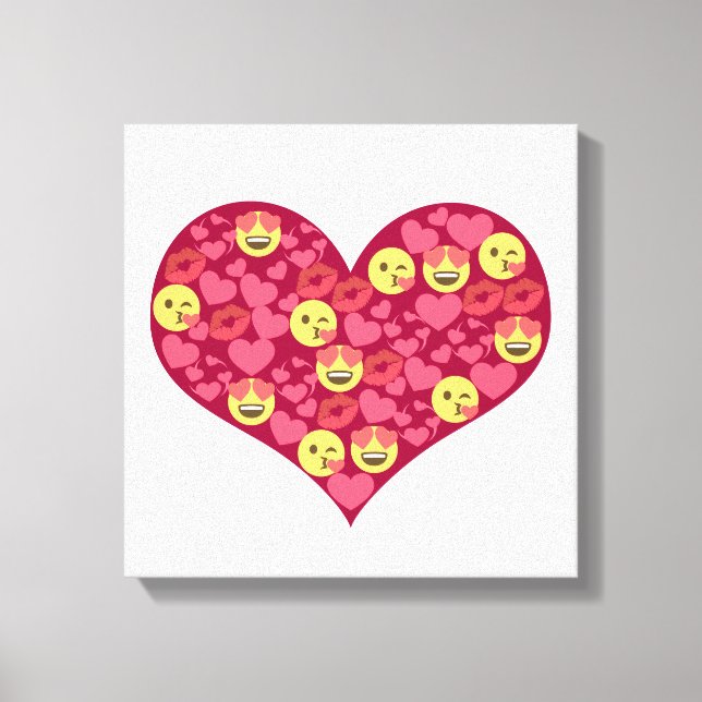Toile Cute Love Kiss Lips Emoji Heart (Recto)