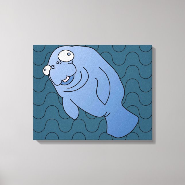 Toile Cute Manatee Hugger Cartographier animal (Recto)