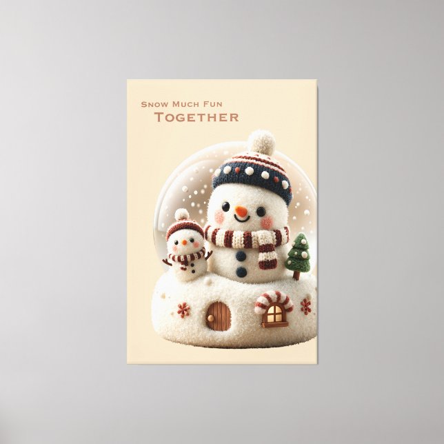 Toile Cute Needle Felted Snowman Snowglobe (Recto)