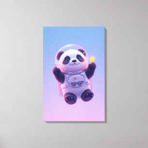 Toile Cute Panda Astronaut Kids Wall Art – Funny Space 