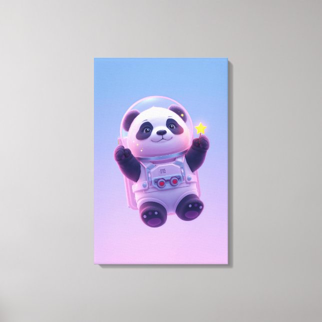 Toile Cute Panda Astronaut Kids Wall Art – Funny Space  (Recto)